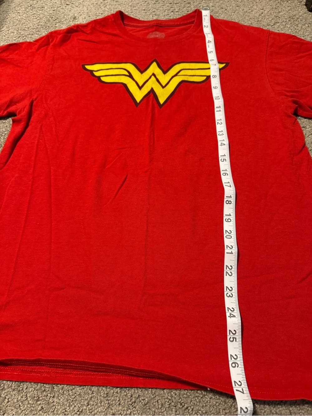 DC Comics Red Short Sleeve Tee with Yellow Wonder Logo
